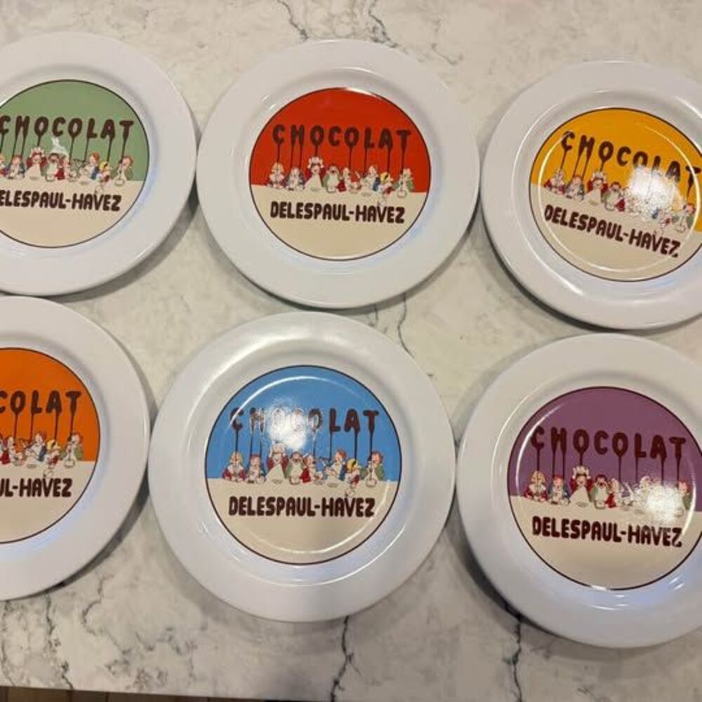 Set of 6 Vintage Pottery Barn Delespaul-Havez Chocolat Plates